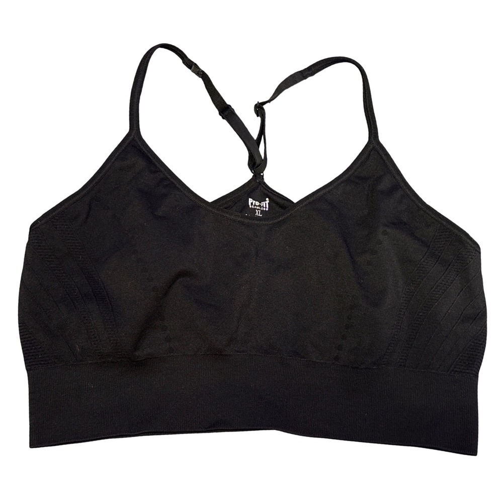 Pro-Fit Womens Black Seamless Racerback Sports Bra, XL